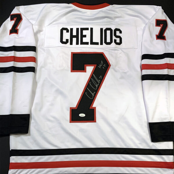 Chicago Blackhawks White Jersey Hand-Signed by Hall of Famer Chris Chelios