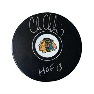 Chicago Blackhawks puck signed by player Chris Chelios